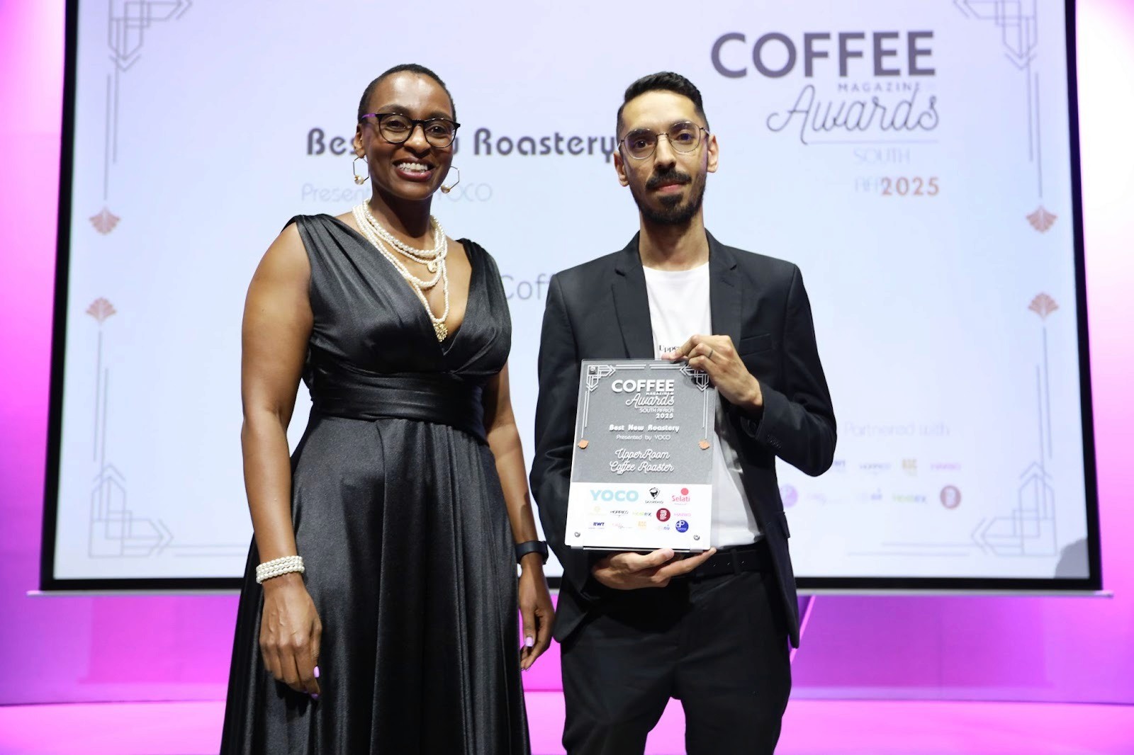 Best New Roastery Presented by Bianca Muratu of Yoco to winner Earl Riffel from Upper Room Coffee Roasters
