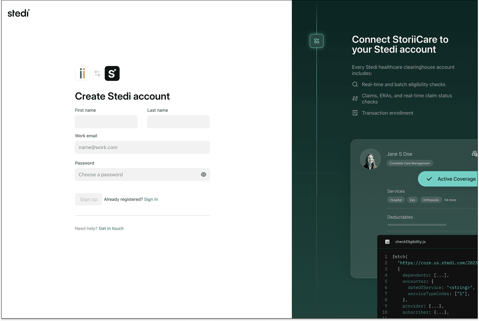 Branded signup links for Stedi apps