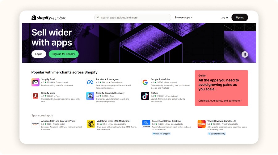 Shopify app store