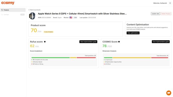Step 2 on of Cosmy App