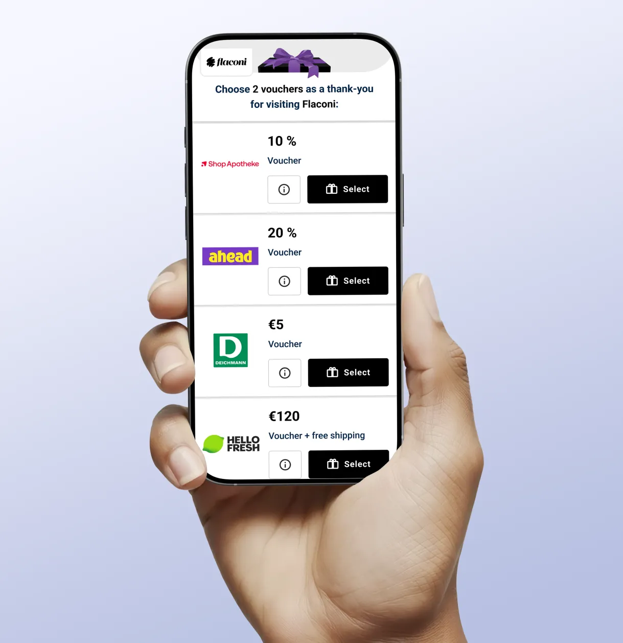 Smartphone displaying Sovendus product screen