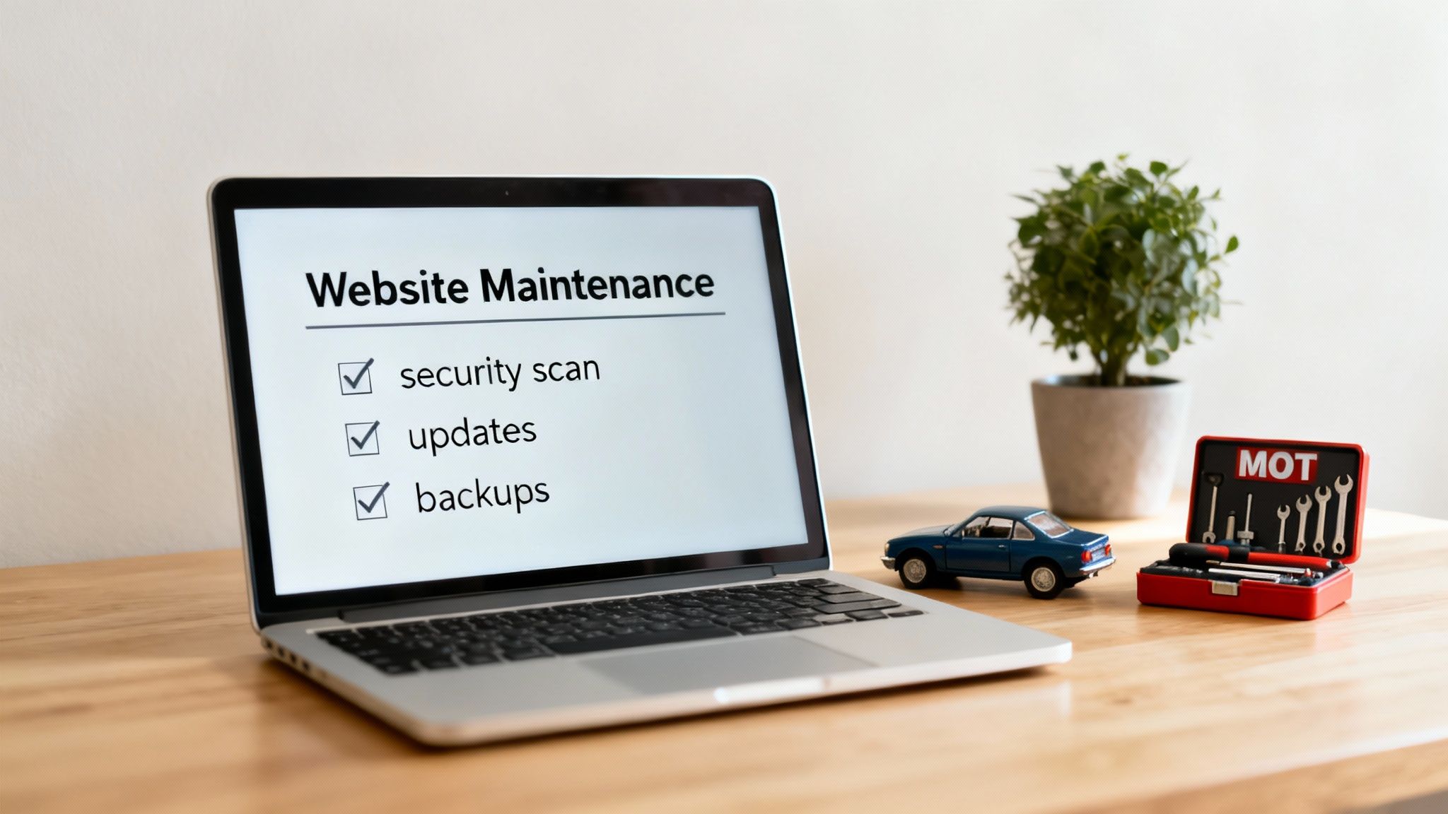 A professional checking a laptop for website issues