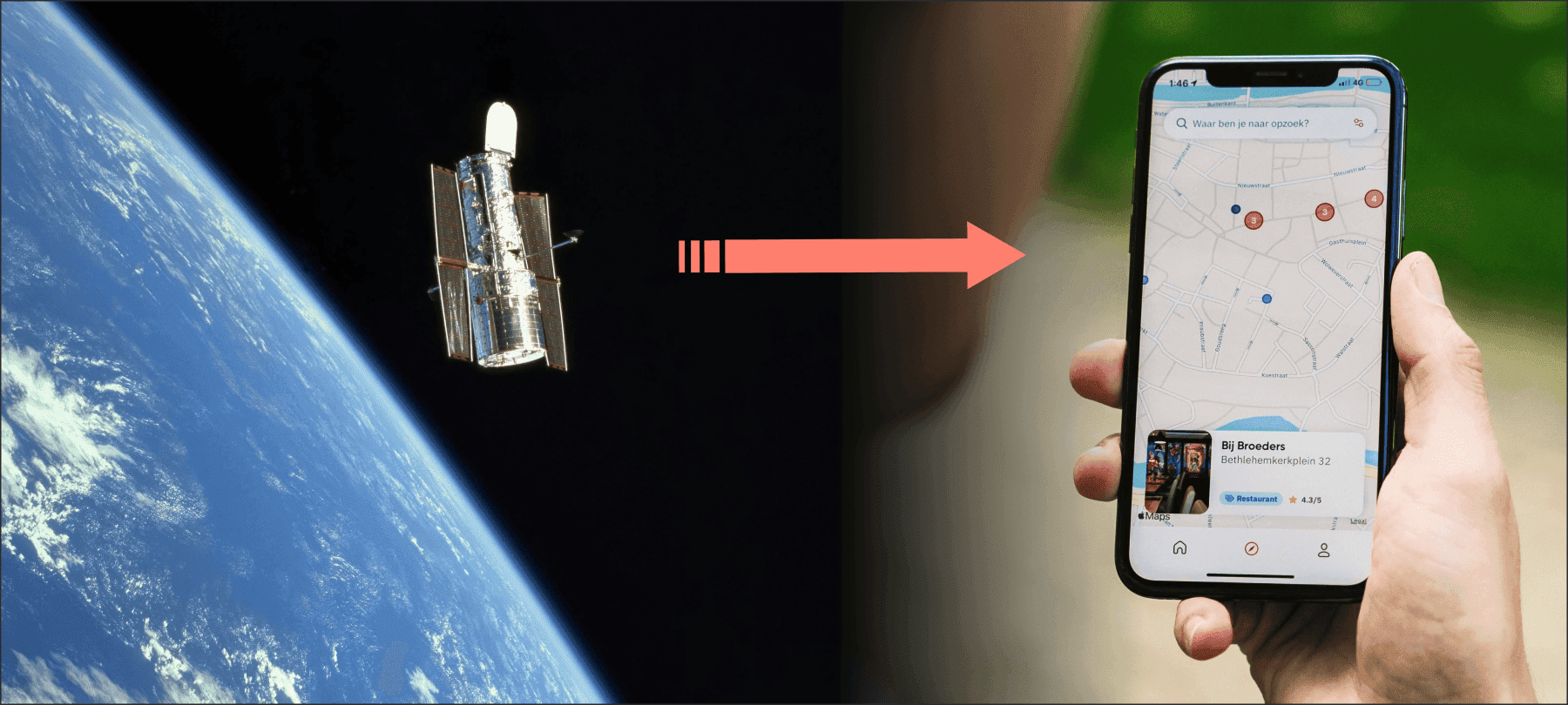 Satellite and smartphone