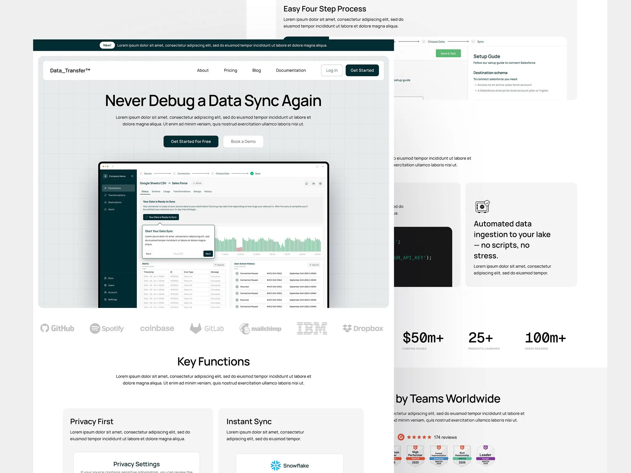Landing page redesign for a B2B data migration tool