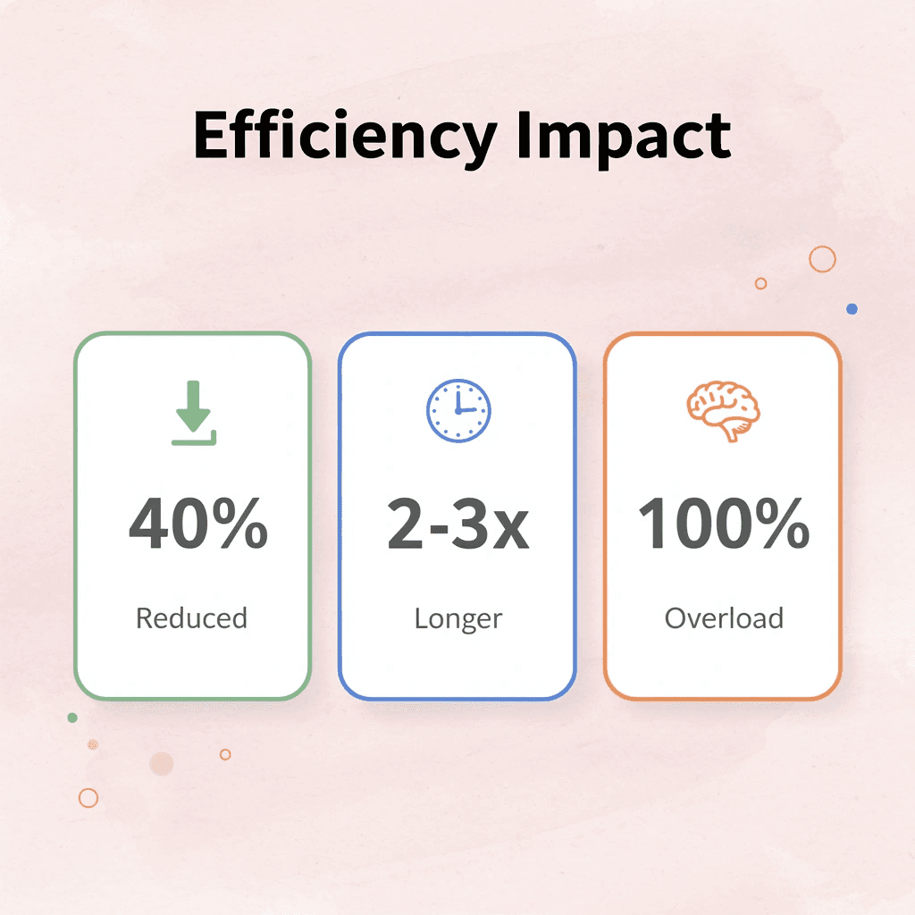 Statistics showing efficiency reduction, time increase, and cognitive overload - Document Review Best Practices