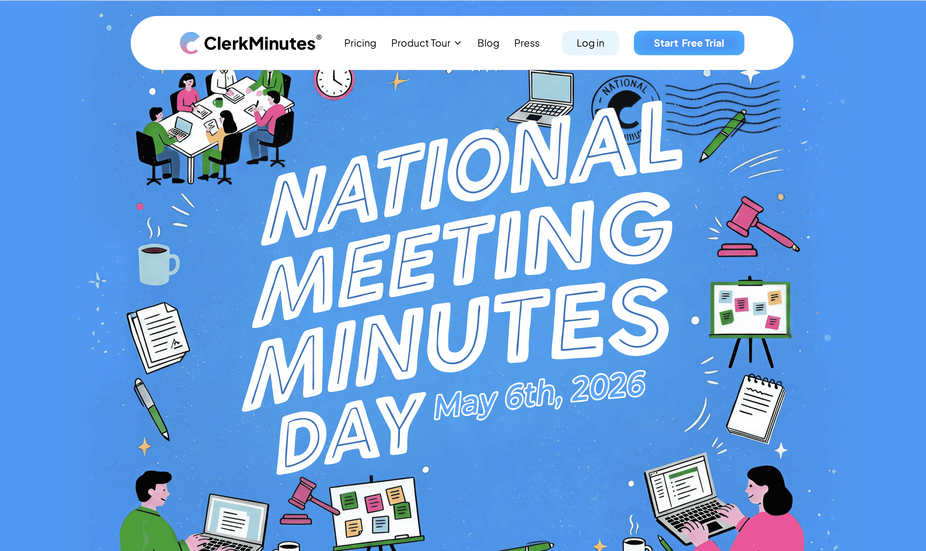 Promotional Page of National Meeting Minuted Day on ClerkMinutes Website