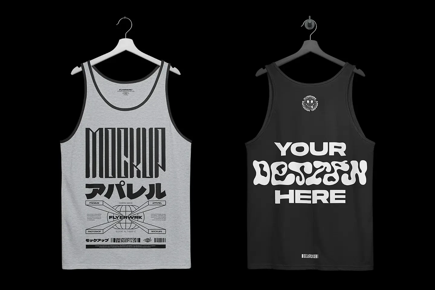 Bella+Canvas 3480 Tanktop Hanging mockup showing front and back design preview