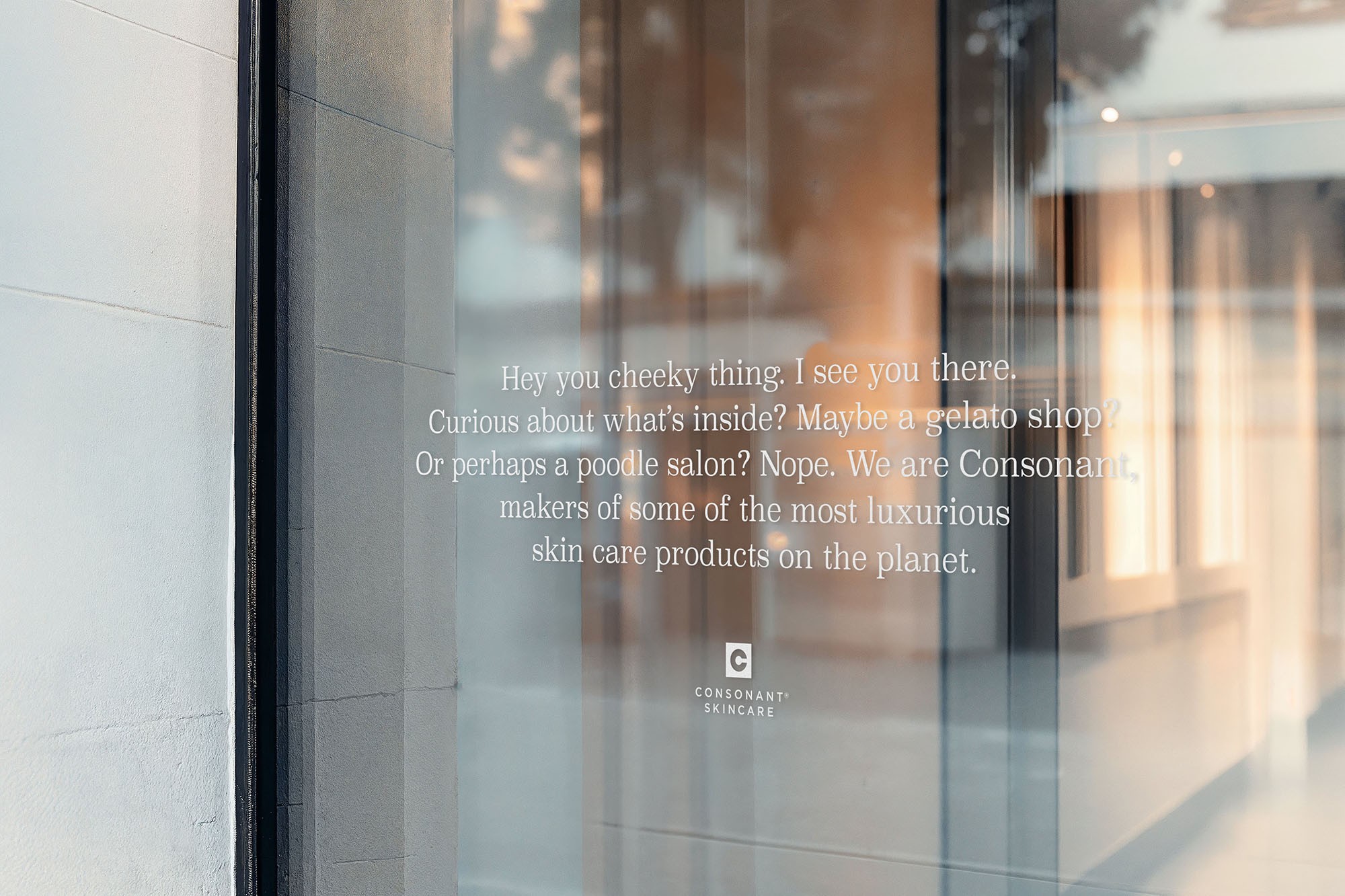 Consonant Skin+Care exterior window graphic