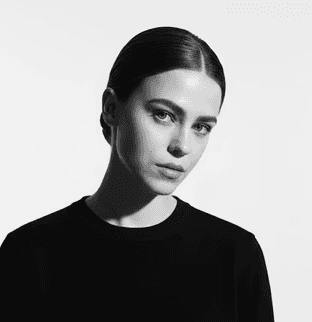 persona portrait image man with orange background and person's image on top