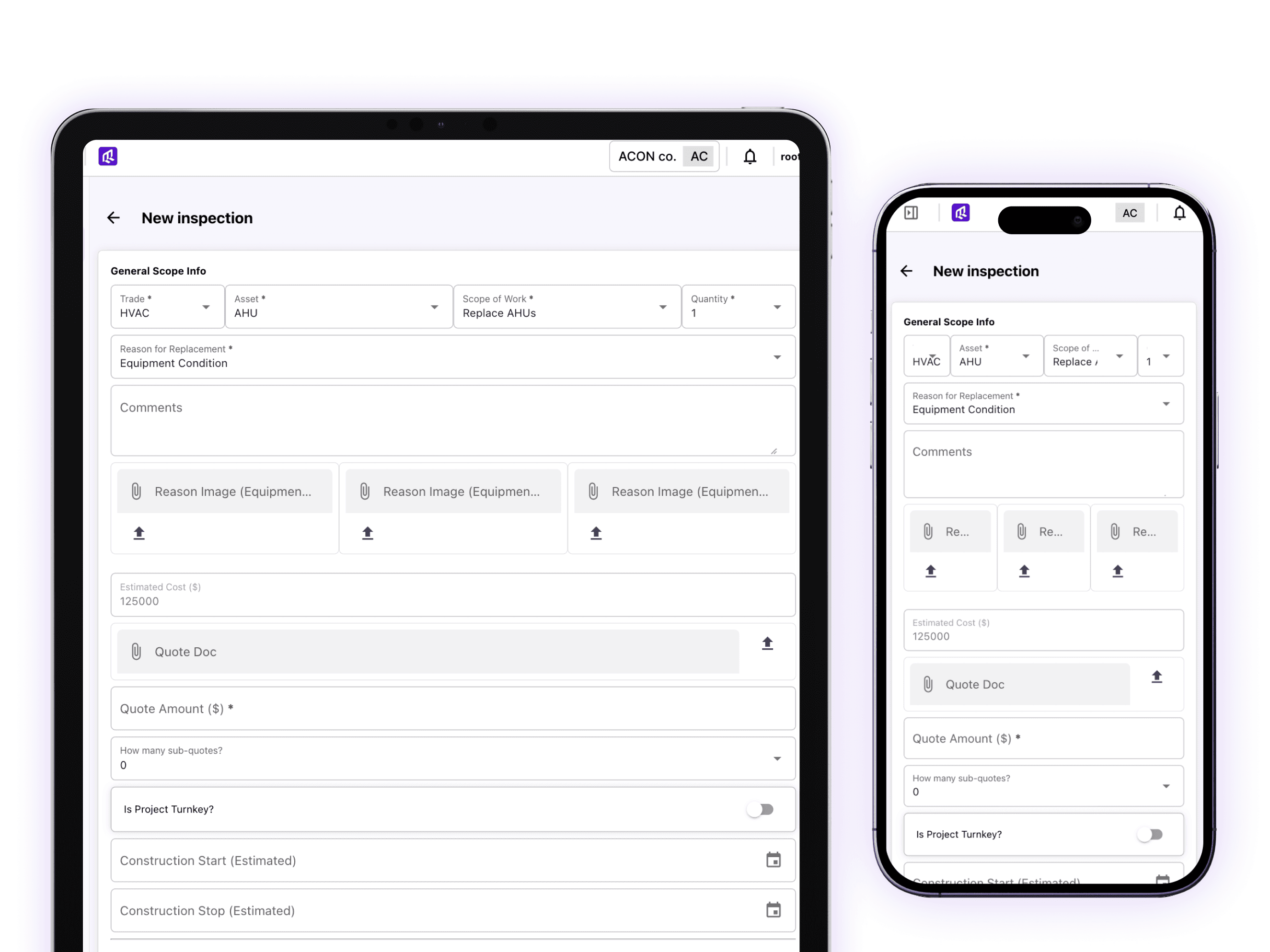Linq CMMS and EAM dashboard showing work orders and asset lifecycle