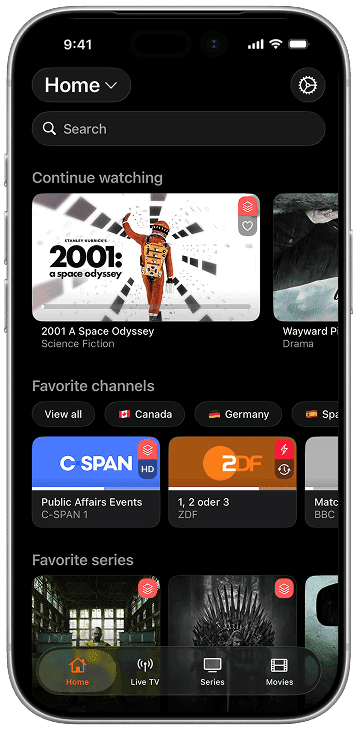UHF home view on the iOS app