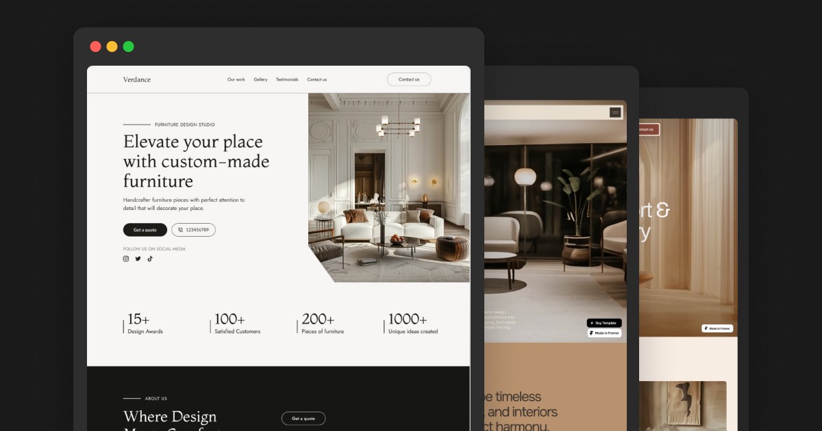 Furniture website templates showcase