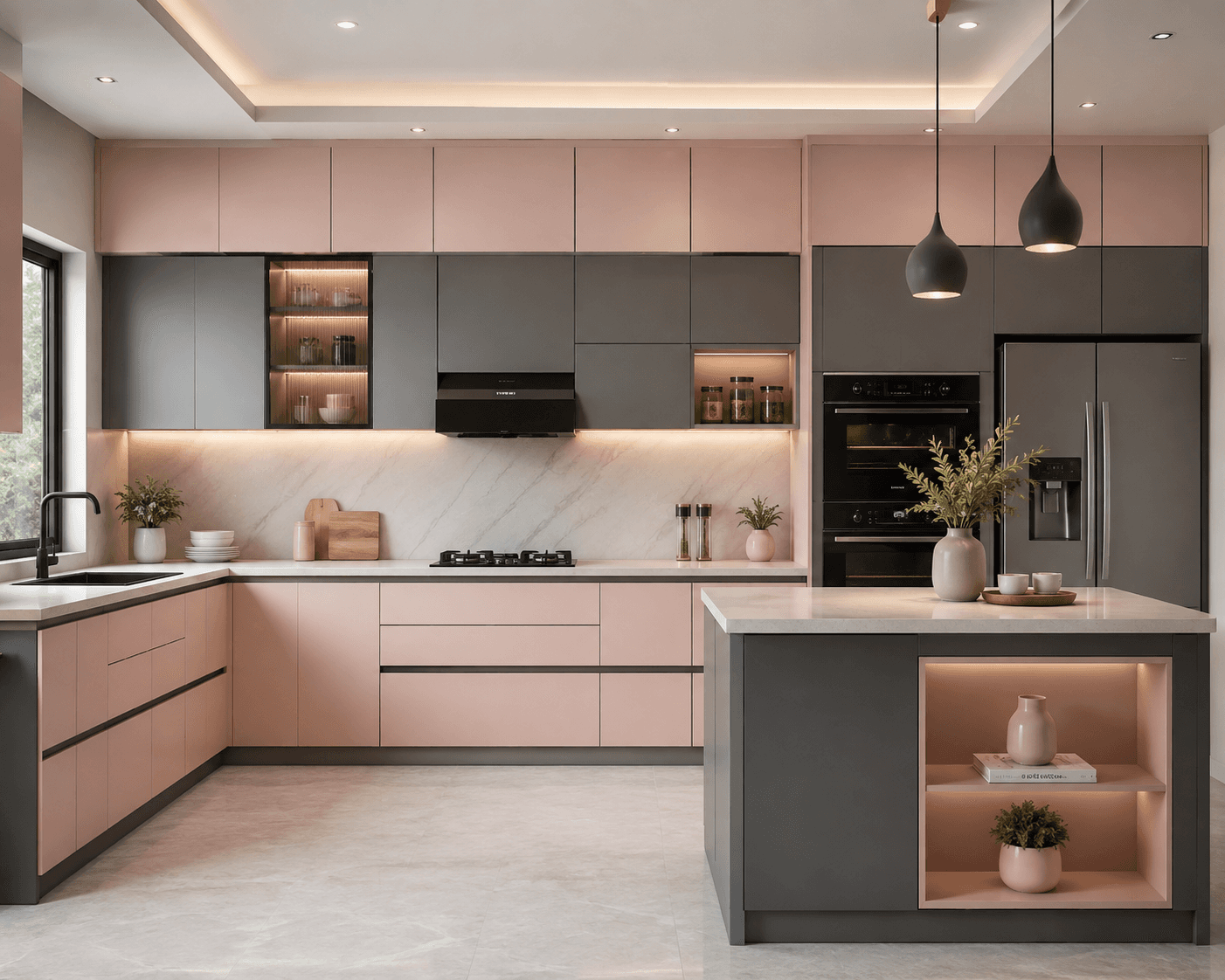 Blush Pink and Grey Laminate