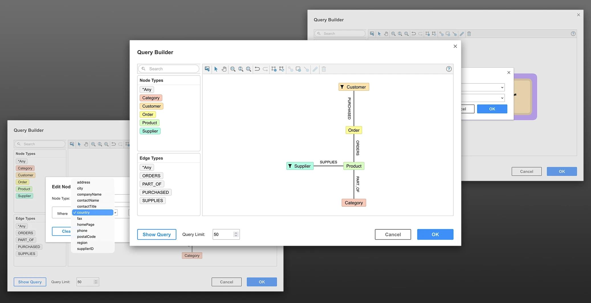 Query builder mockups