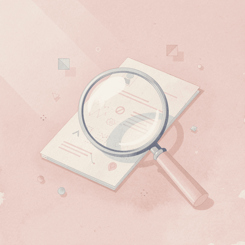 Magnifying glass examining test results to identify gaps and weaknesses