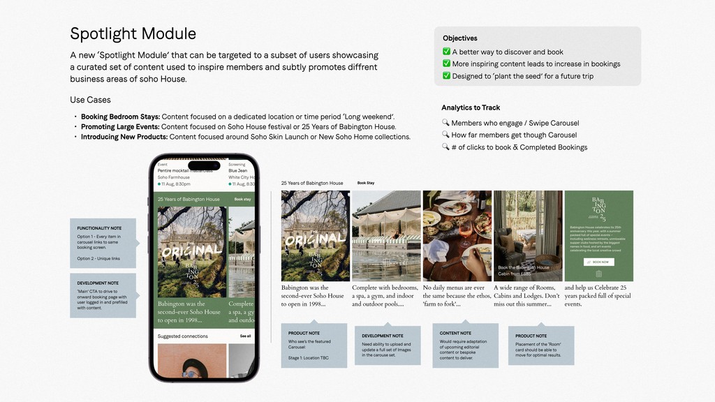 Images showing a UX Slide for the Spotlight module