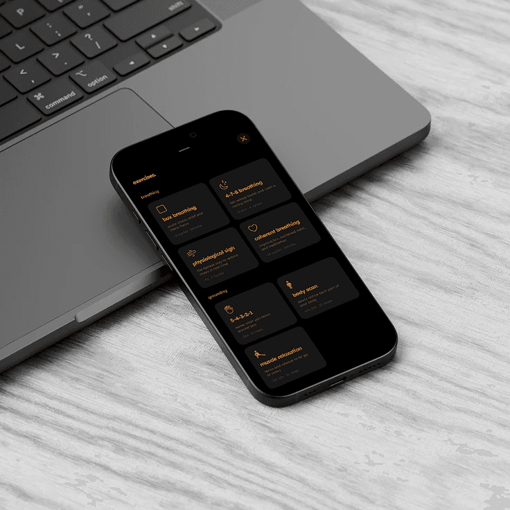 Phone with the Lullogram app exercises menu