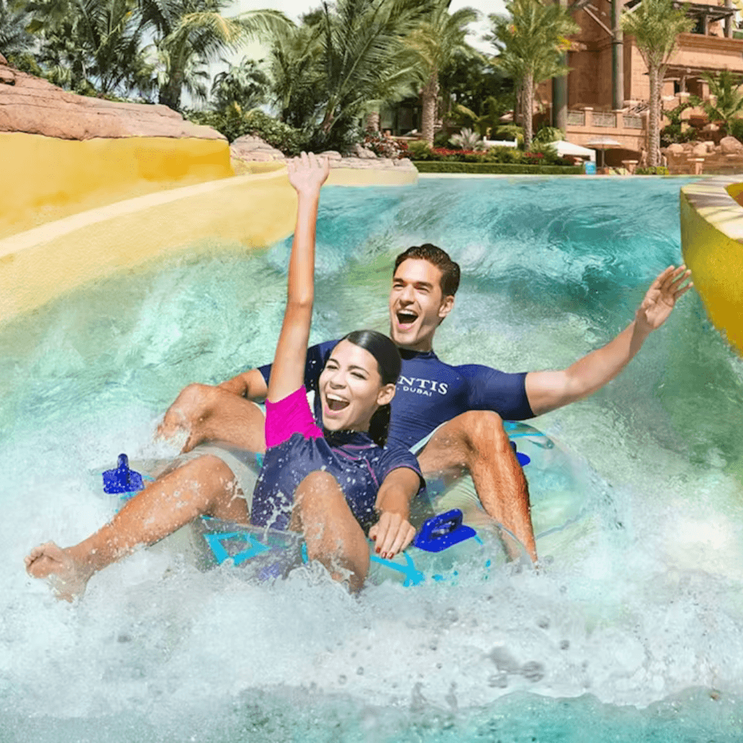 Enjoy tandem waterslides at Aquaventure Waterpark!