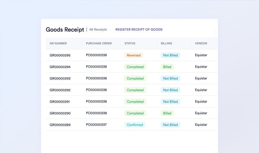 Goods Receipt → GL Post card1Icon: Arrow-right SVG icon