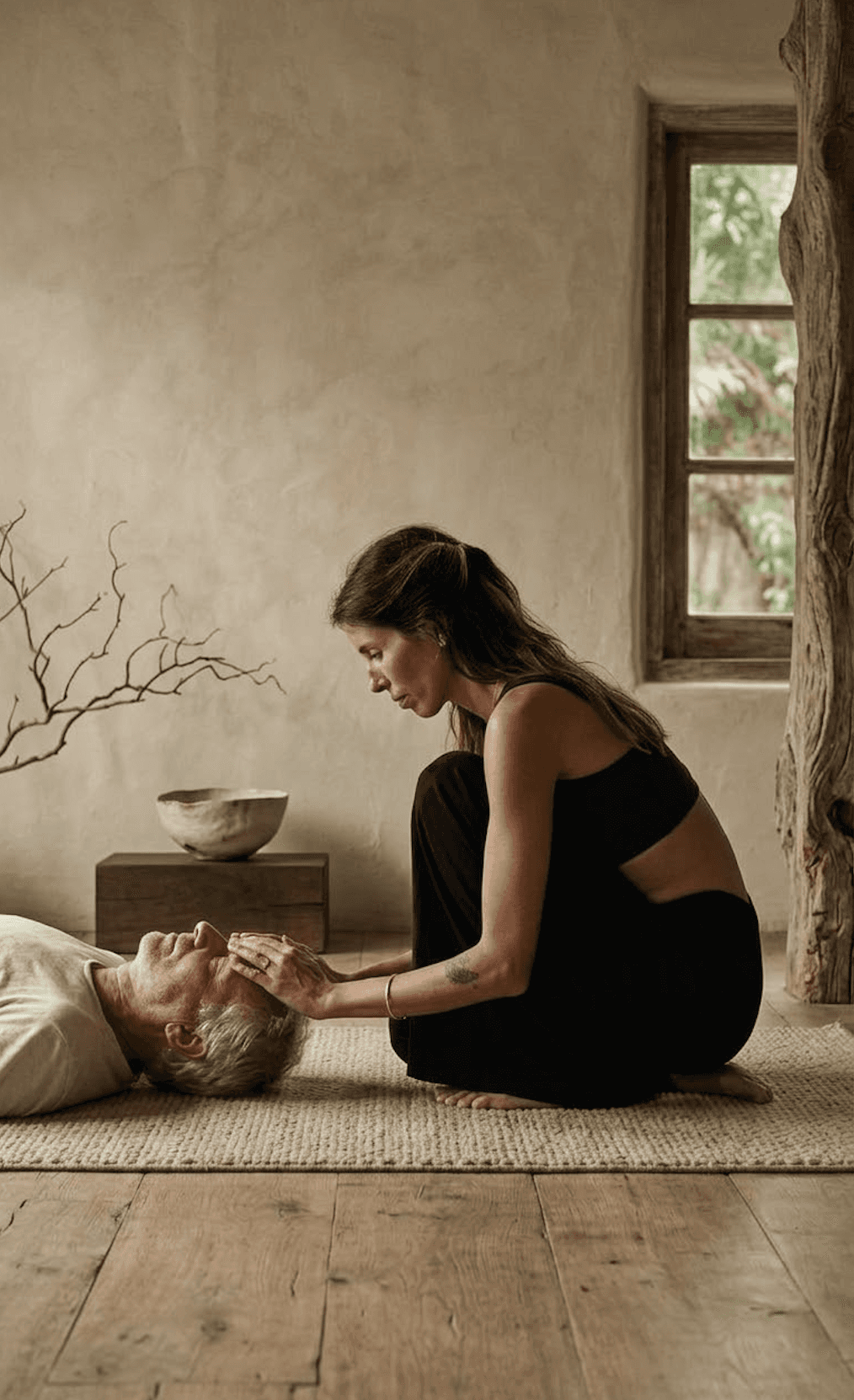 Weekly private yoga session at home in Las Terrenas, instructor Nat teaching flexibility and stress relief, Samaná Peninsula Dominican Republic