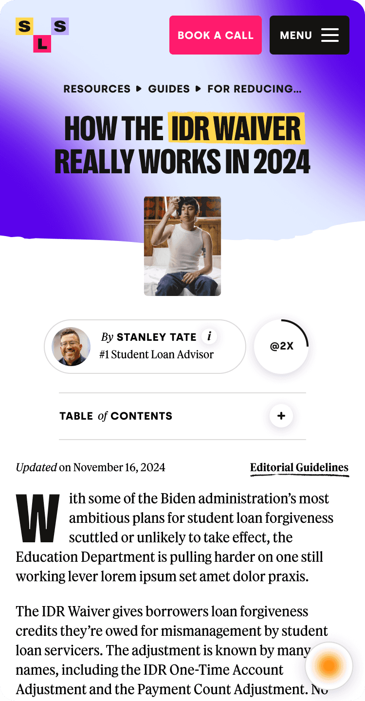 Student Loan Strategist article page header - mobile.