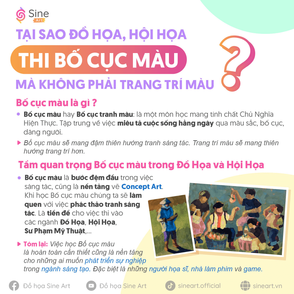 Tại sao Đồ họa, Hội họa thi Bố cục màu mà không phải Trang trí màu?