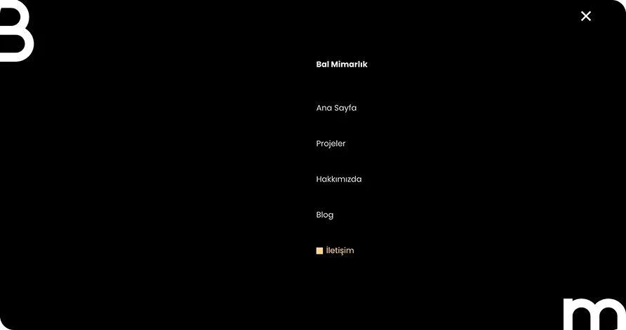 Website mockup home menu open