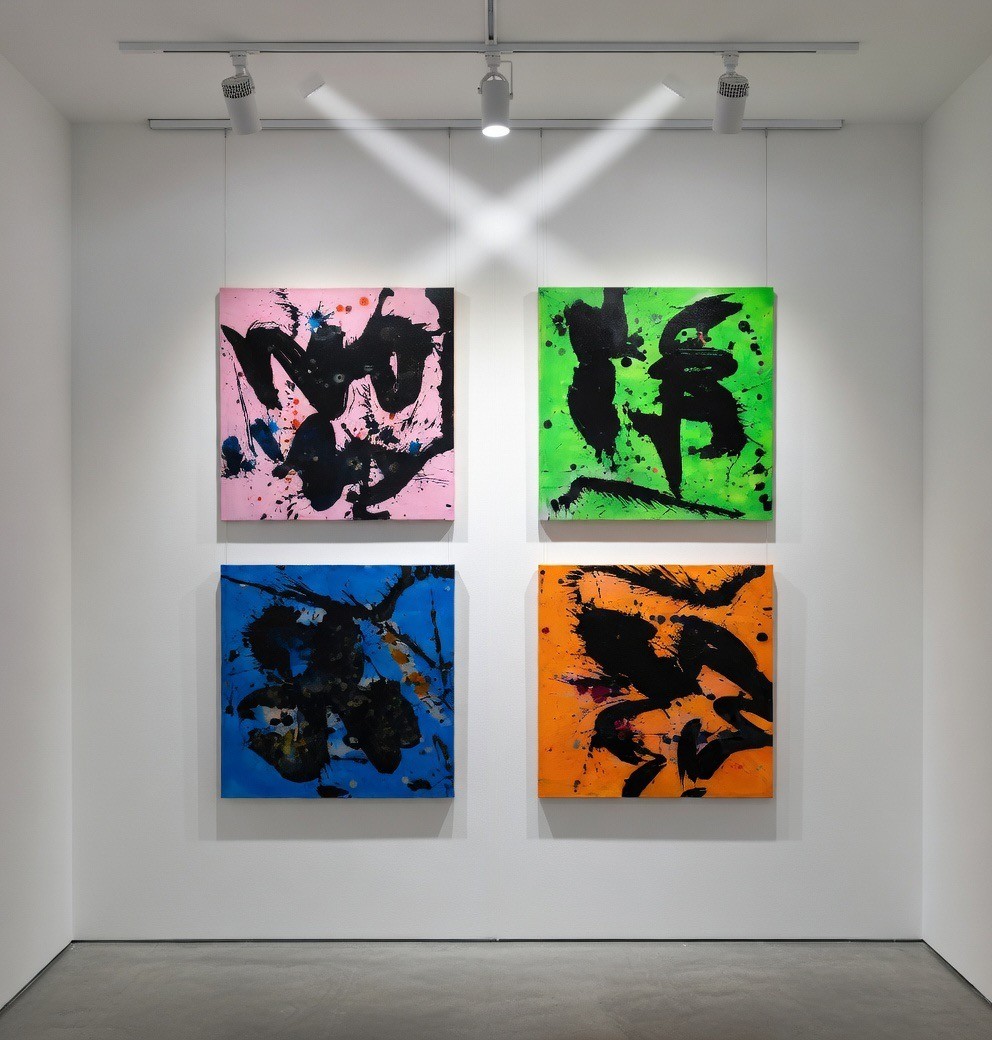 Calligraphies Pink Green Blue Orange