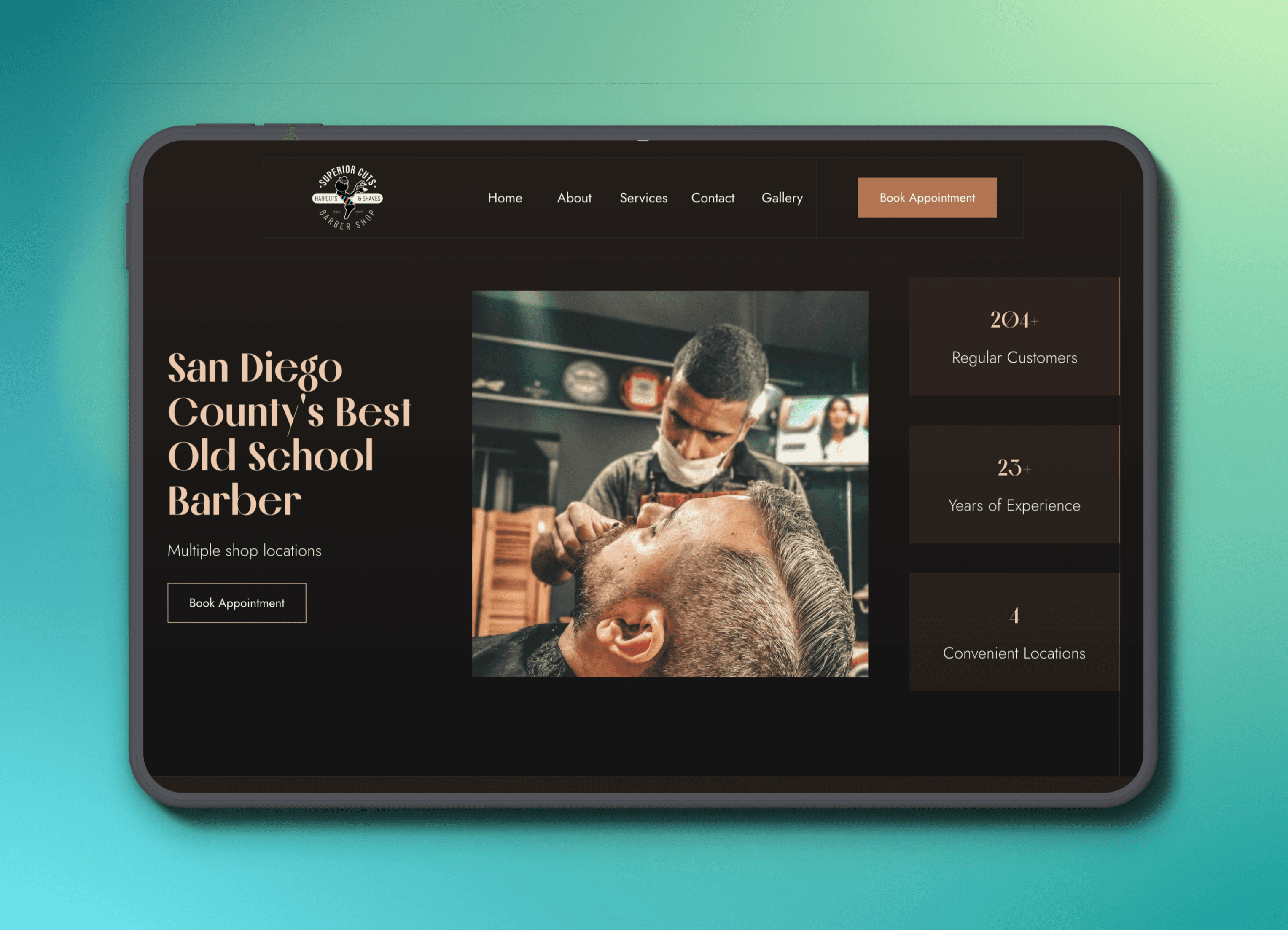 Superior Cuts Barber tablet mockup