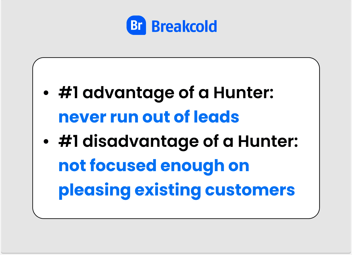 Hunter vs Farmer Sales Hunter Advantages and Disadvantages | Breakcold