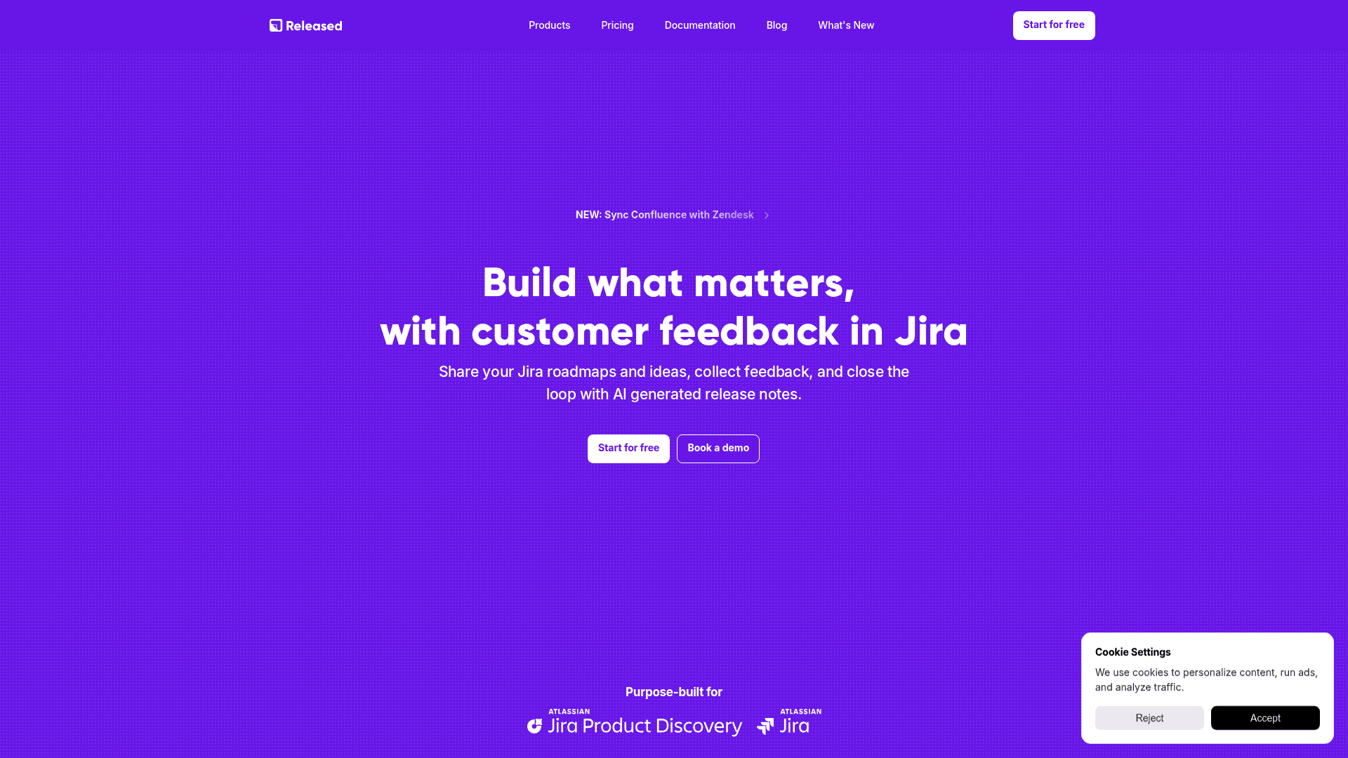 The homepage of Released Software, a tool that helps with communication after a Spreadsheets to Jira Product Discovery migration.