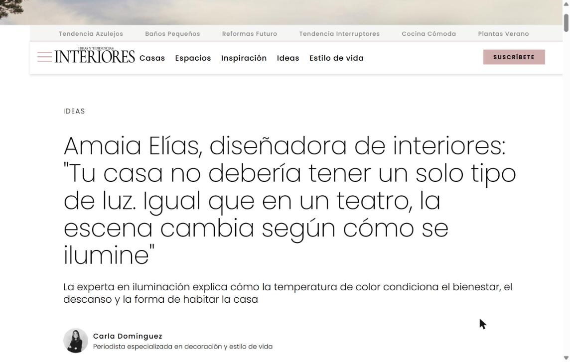 Revista Interiores: Tu casa no debería tener una única luz