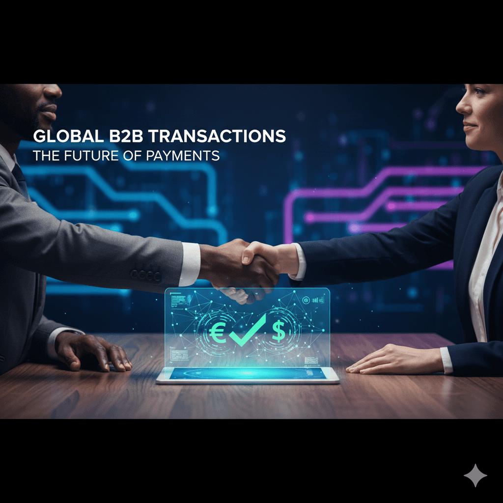 “Handshake over digital tablet showing payment approval screen.”