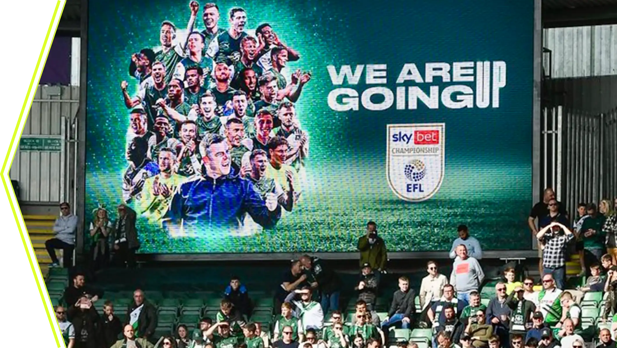 Large-format LED display installed in a stadium spectator area