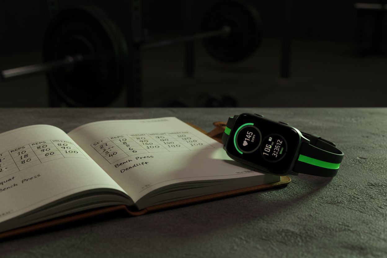Workout notebook and smartwatch