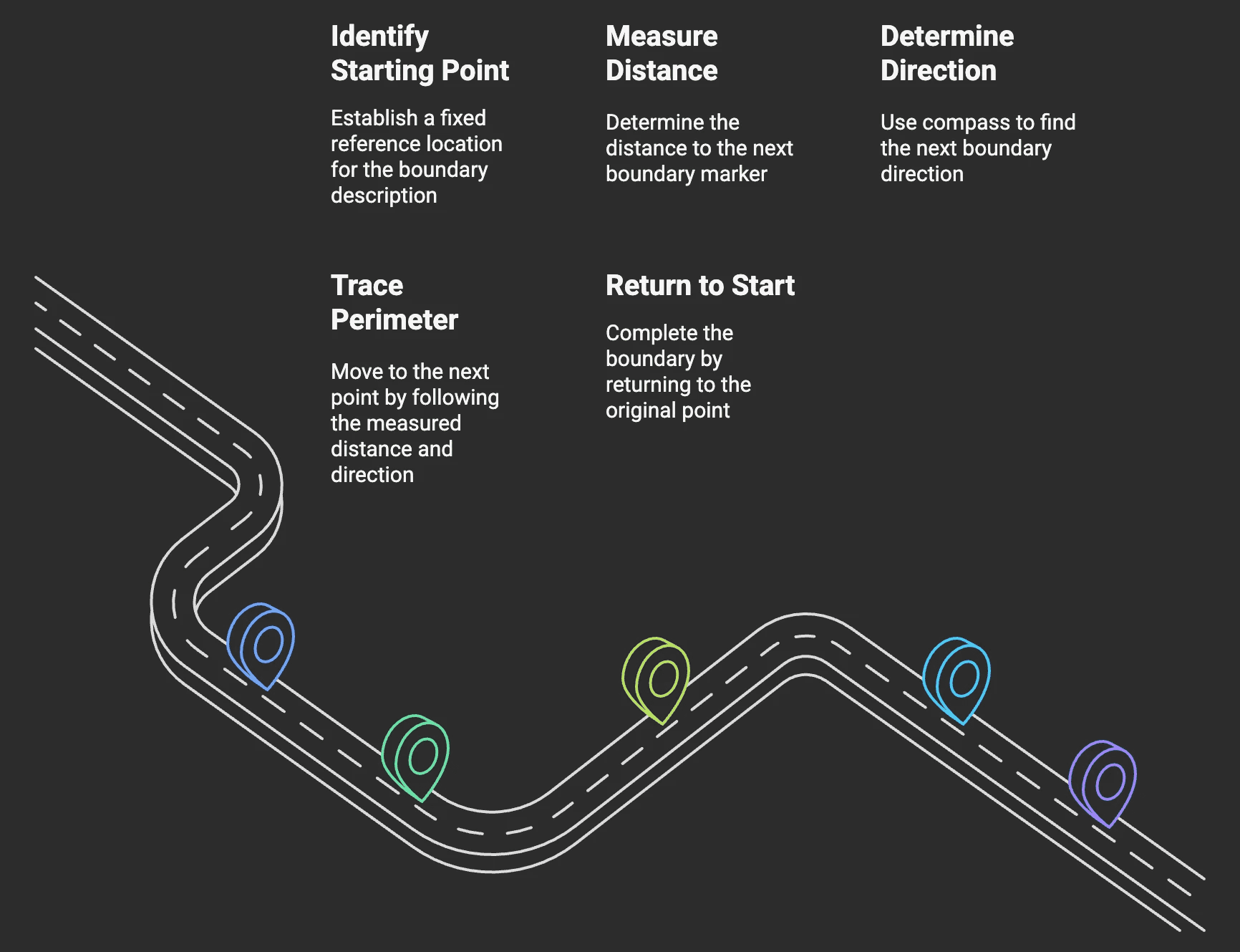 Visual Description on how Metes & Bounds work