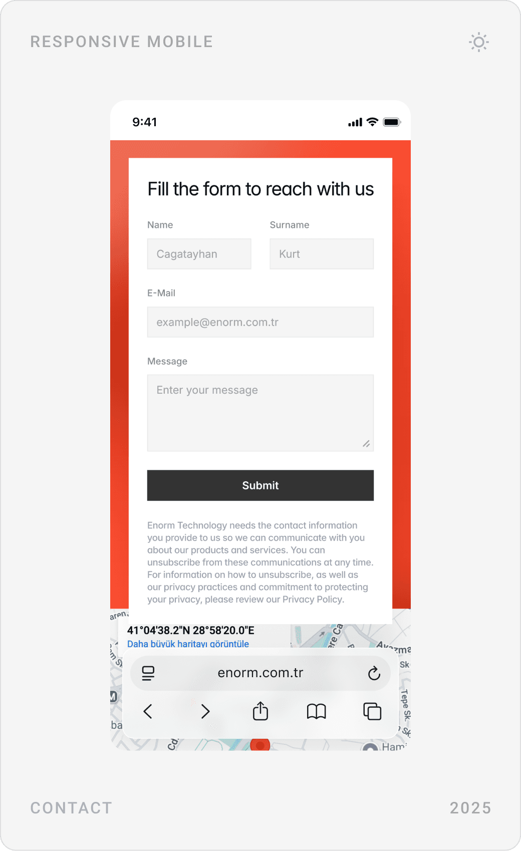 Clean Enterprise Contact Form Mobile Interface