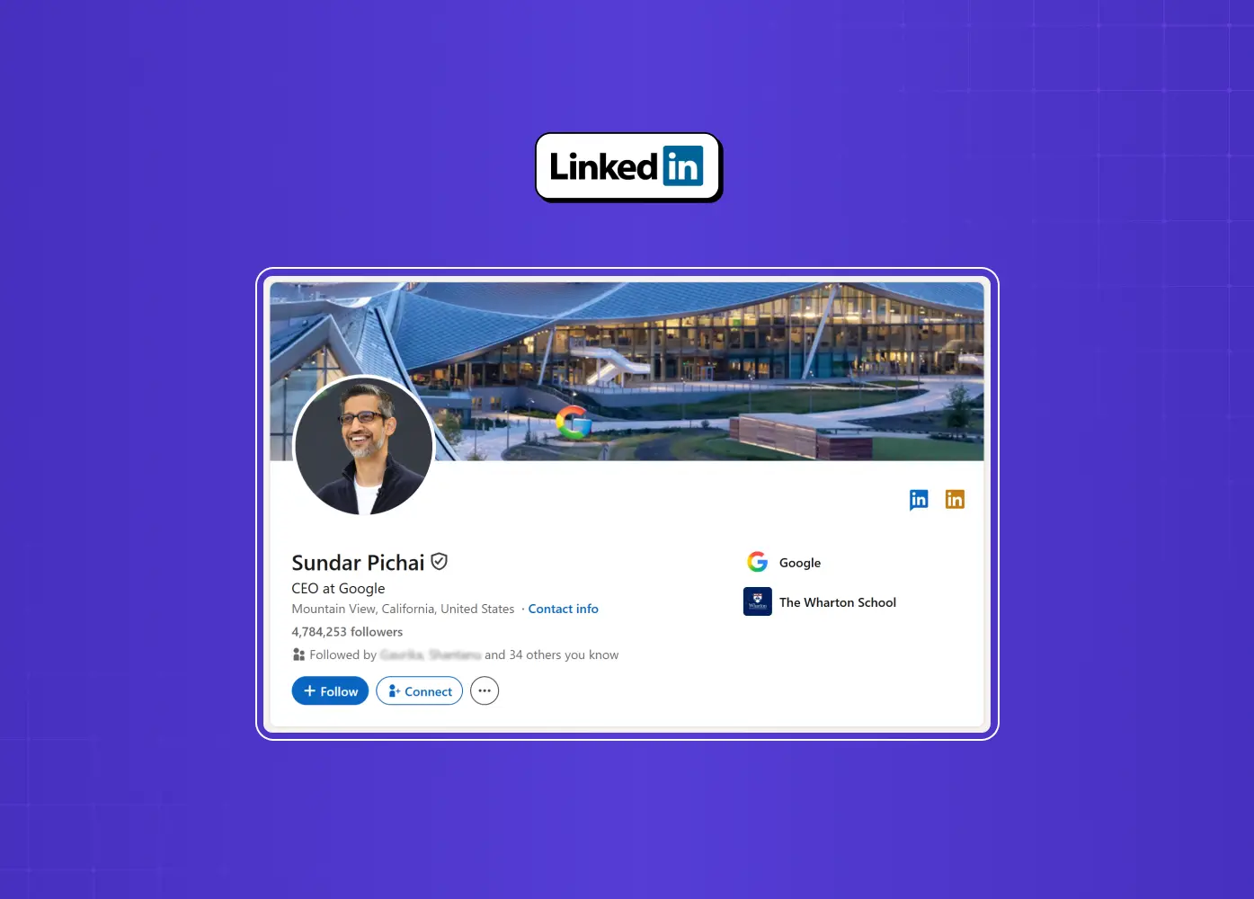 A LinkedIn profile showcasing how professional identity, experience, education, and key actions are organized in a clear, structured layout.