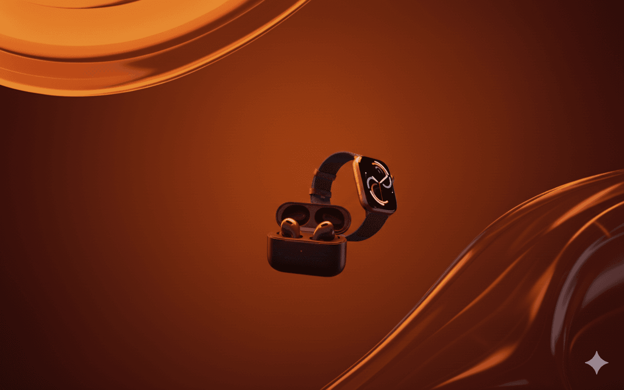 Stylish woman in a gray athletic outfit and headband standing confidently in a stadium, surrounded by empty blue seats and overhead steel beams.