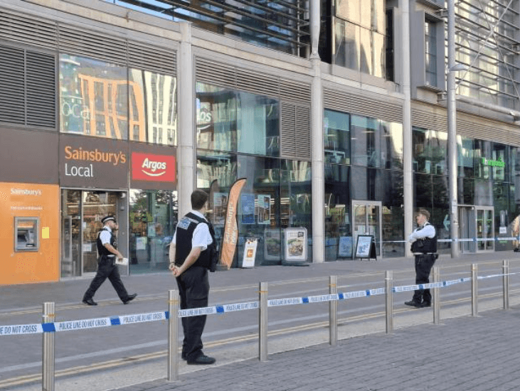 Police line outside Brent Civic Centre shops after the August 2026 stabbing