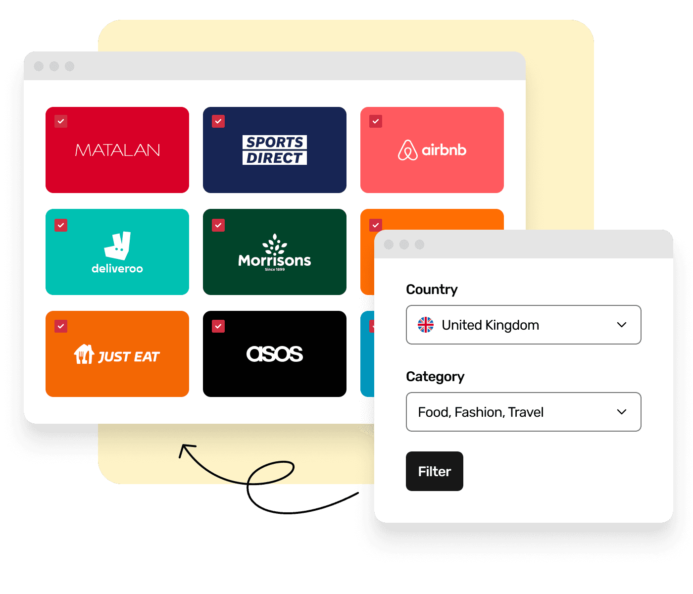 Rewardableโs user interface for curated gift selection.