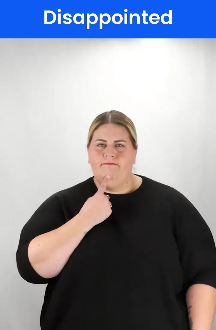 A Deaf signer signs DISAPPOINTED in ASL
