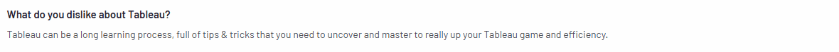 Tableau user review mentioning a steep learning curve