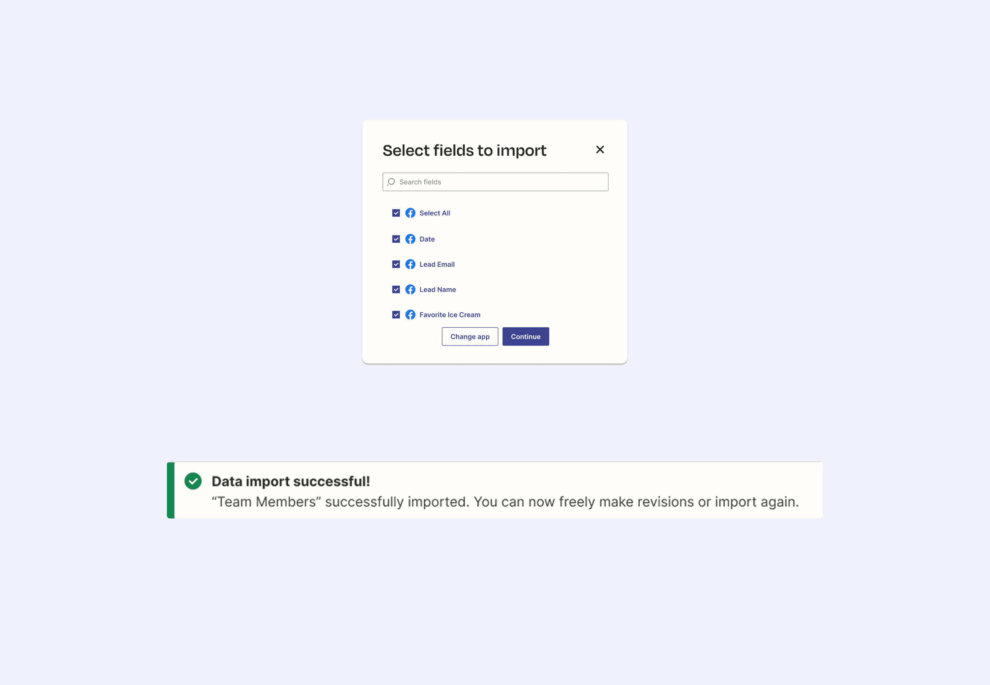 Connect google sheets via modal