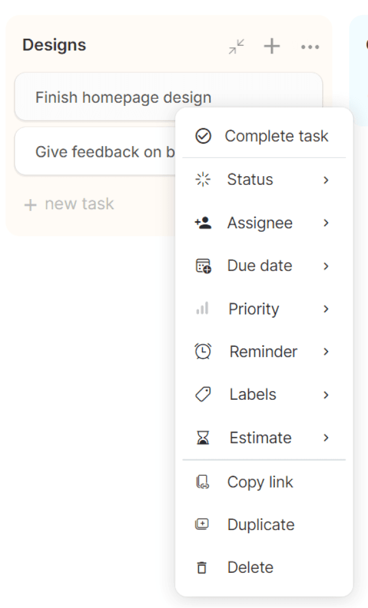 right-click to adjust task attributes