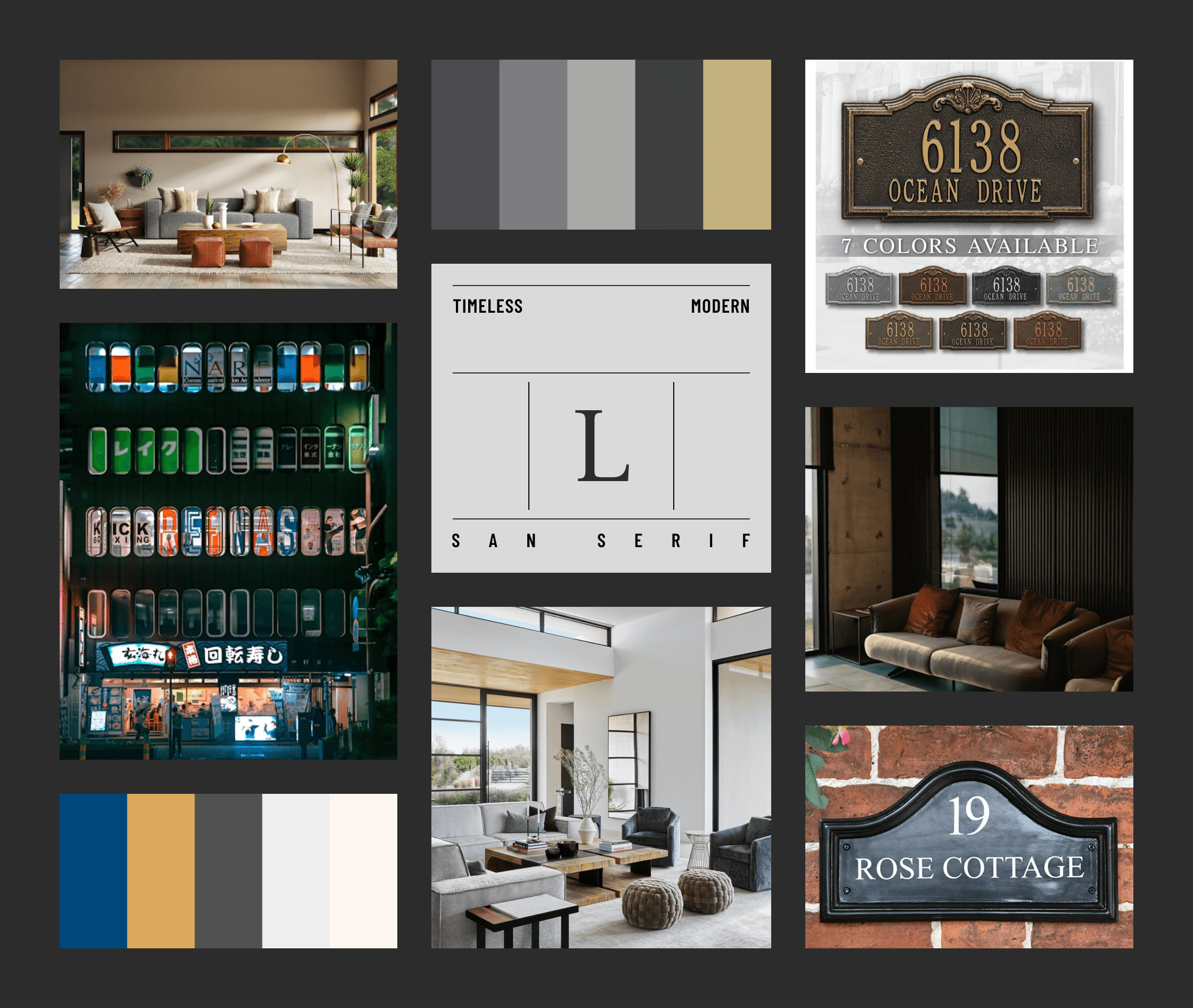 Moodboard for Real Estate Design. A real estate logo design. Real estate branding desing. The leora Nine New Jersey