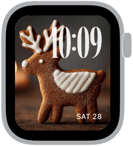 Gingerbread Lane Apple Watch face preview 4 featuring christmas and winter.