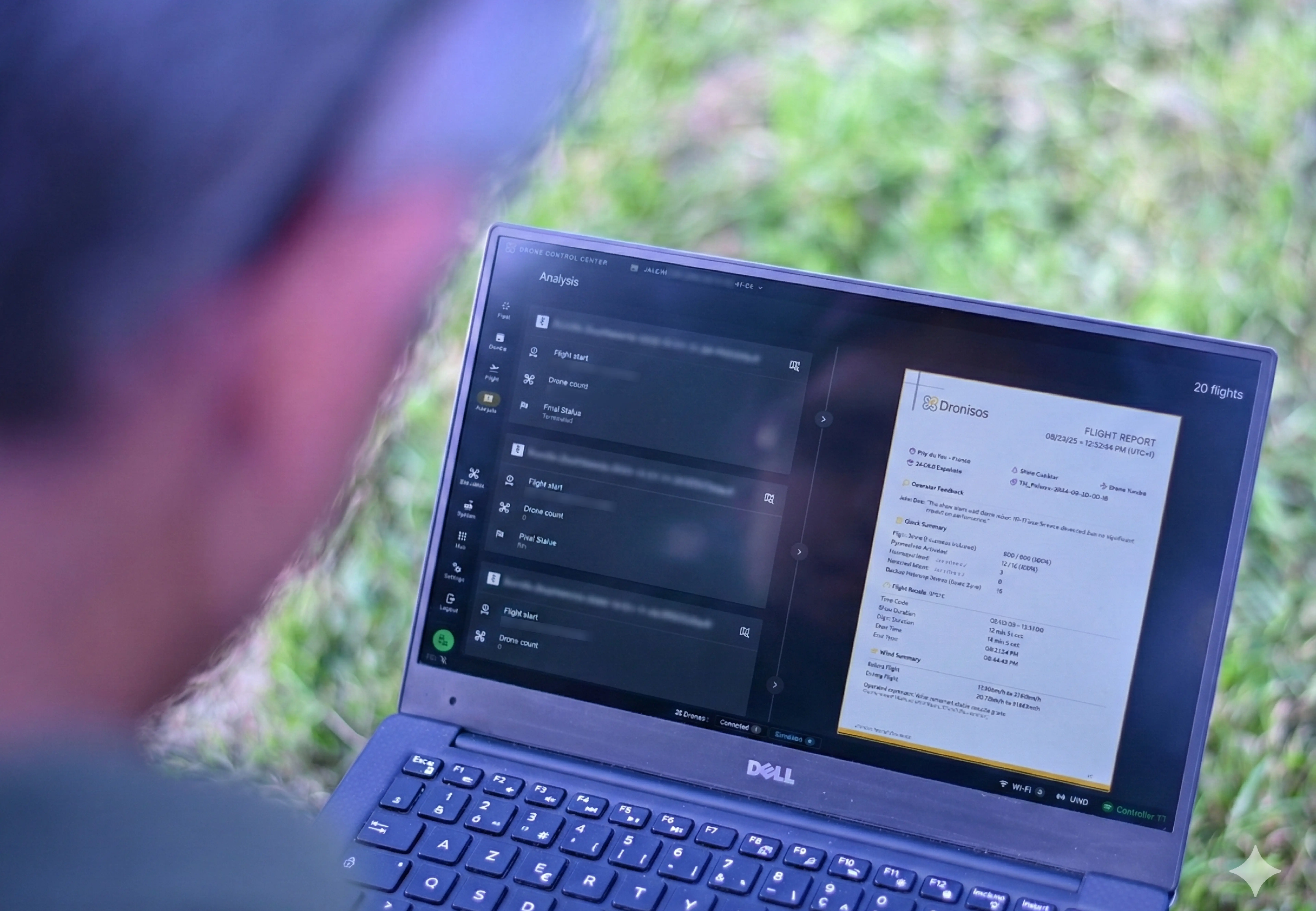 Mise à l'épreuve du terrain : un opérateur exploite la nouvelle interface de reporting pour une analyse critique post-vol, permettant une prise de décision immédiate sur l'état de la flotte.