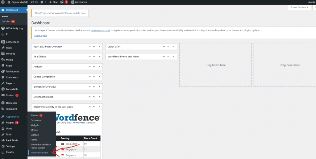 WordPress Theame File Editor