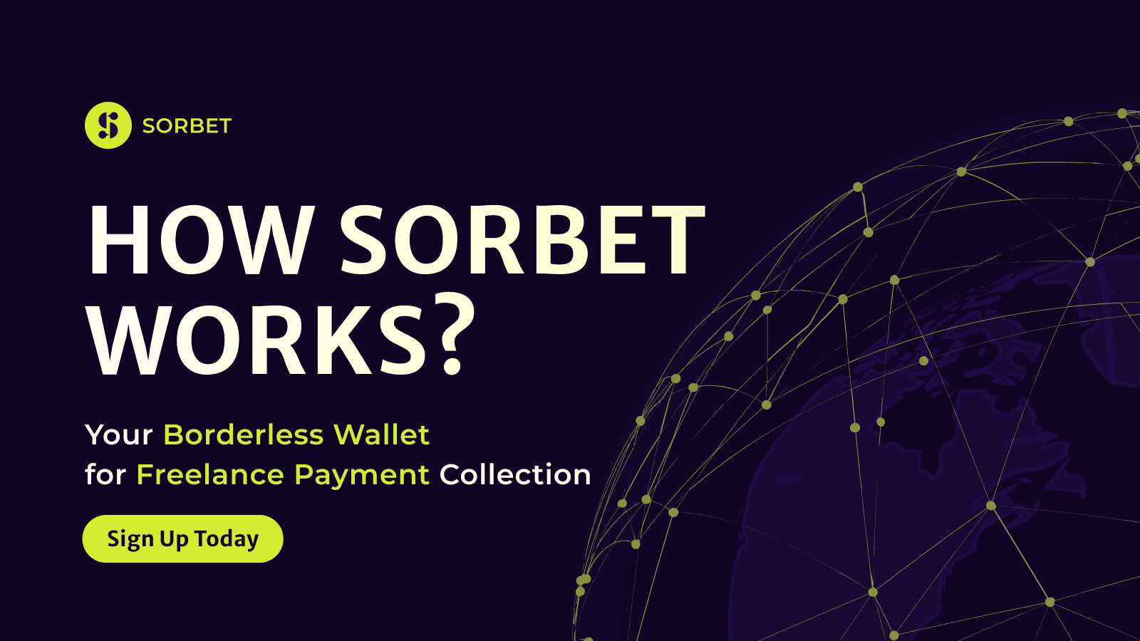 Sorbet Wallet interface showing USDc payment options for freelancers.